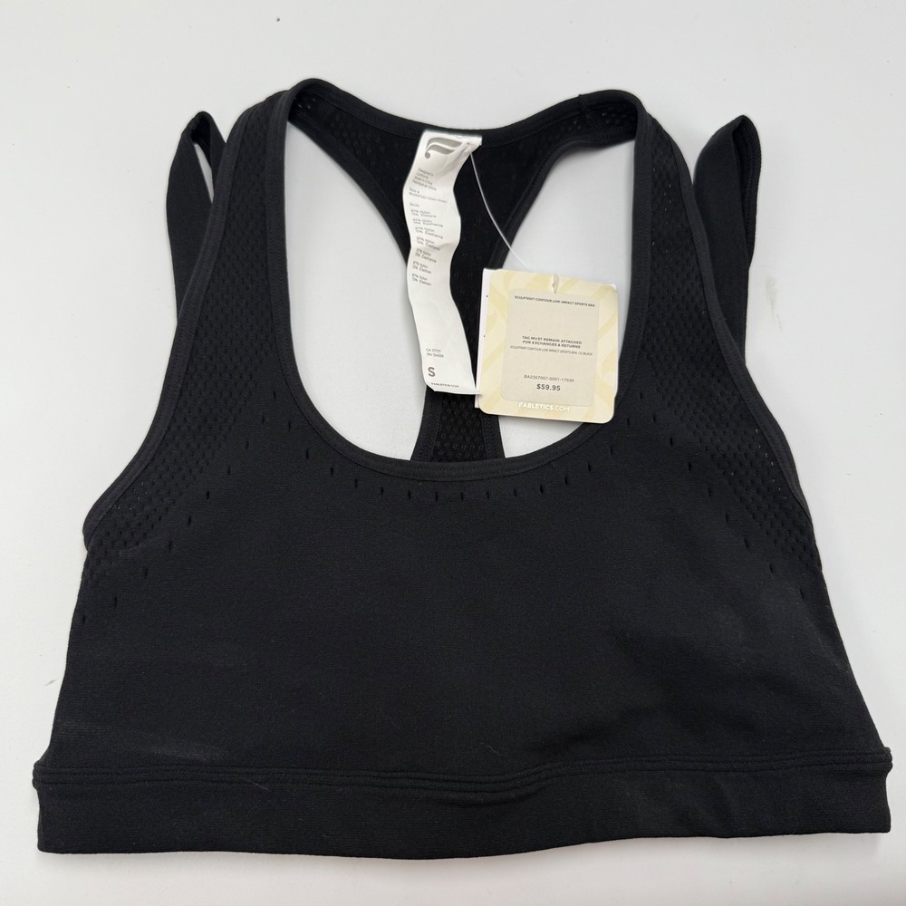 Fabletics SculptKnit Sports Bra Low Impact Workout Fitness Black Size S New‎